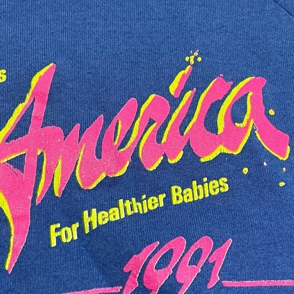 Vintage 90s March of Dimes Walk America 1991 Blue Crewneck Sweatshirt - Picture 4 of 9